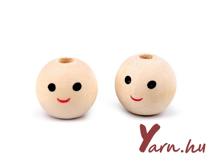 Fa gyöngyök arcképpel 18 mm